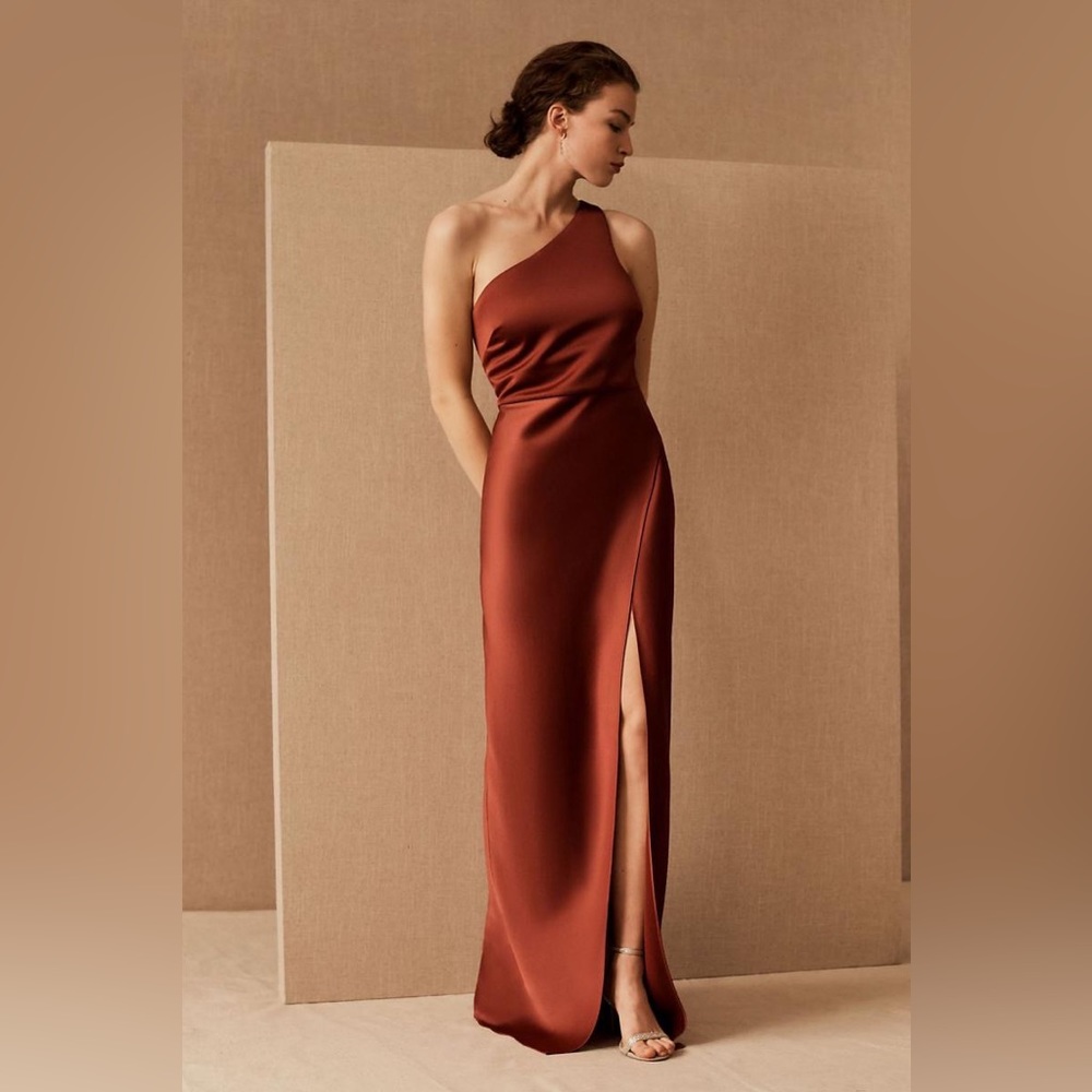 BHLDN Dylan Satin Charmeuse Bridesmaid Dress in Cinnamon | 16